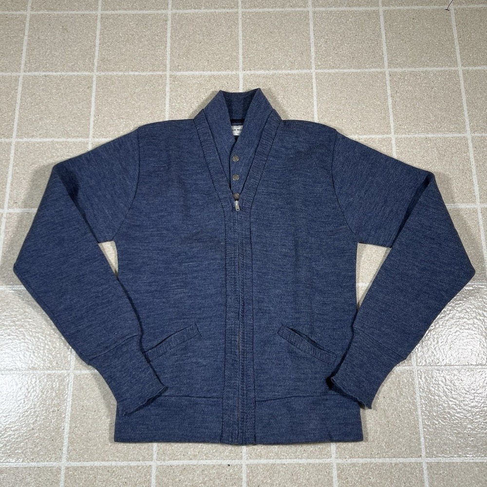 Vintage Virgin Wool Full Zip Union Made Cardigan Sweater Made In USA Size 42/M